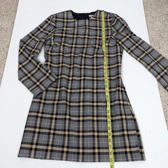 H&M Plaid Checkered Long Sleeve Mod Shift Dress - Size Small - Picture 8 of 8